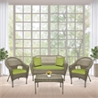 Jeco Clark 4 Piece Wicker Patio Sofa Set in Gray and Green