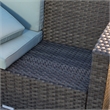 Jeco Nefeli 4 PC Resin Wicker Conversation Set in Dark Brown/Light Blue Cushion
