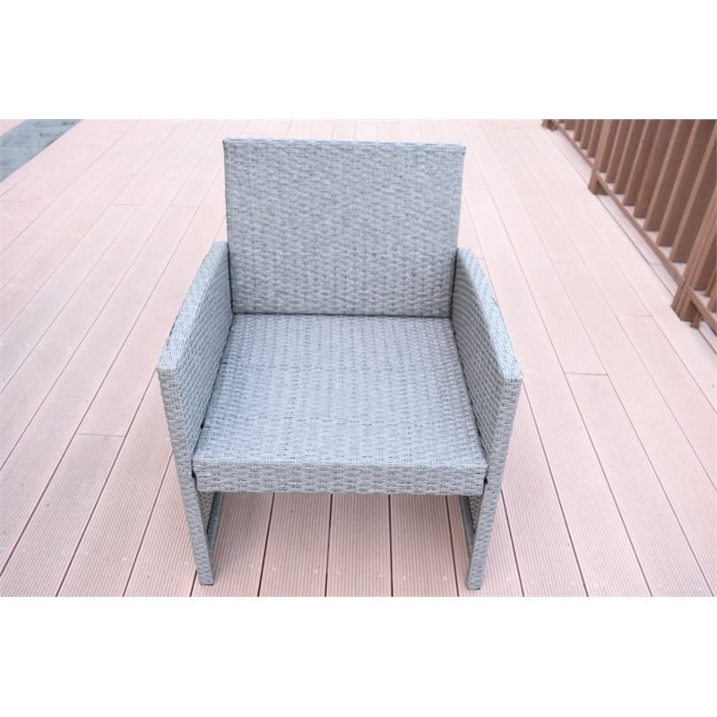 Jeco Mirabelle 3 Piece Resin Wicker Patio Bistro Set in Gray with Tan Cushion