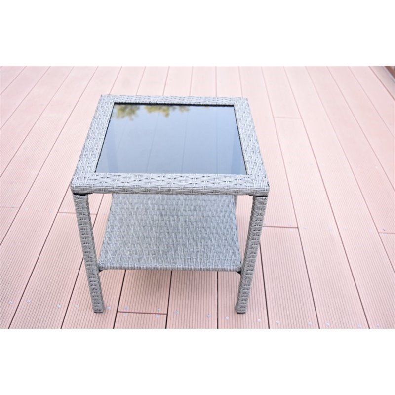 Jeco Mirabelle 3 Piece Resin Wicker Patio Bistro Set in Gray with Tan Cushion