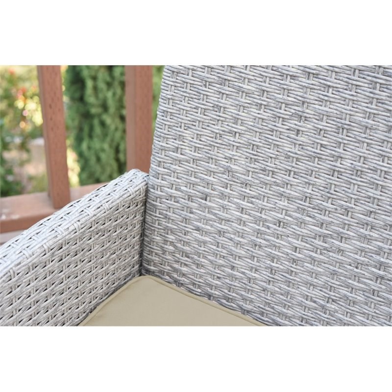 Jeco Mirabelle 3 Piece Resin Wicker Patio Bistro Set in Gray with Tan Cushion