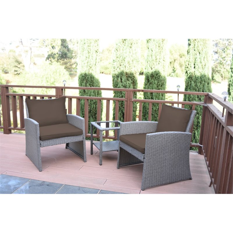Jeco Mirabelle 3 Piece Wicker Bistro Set in Brown