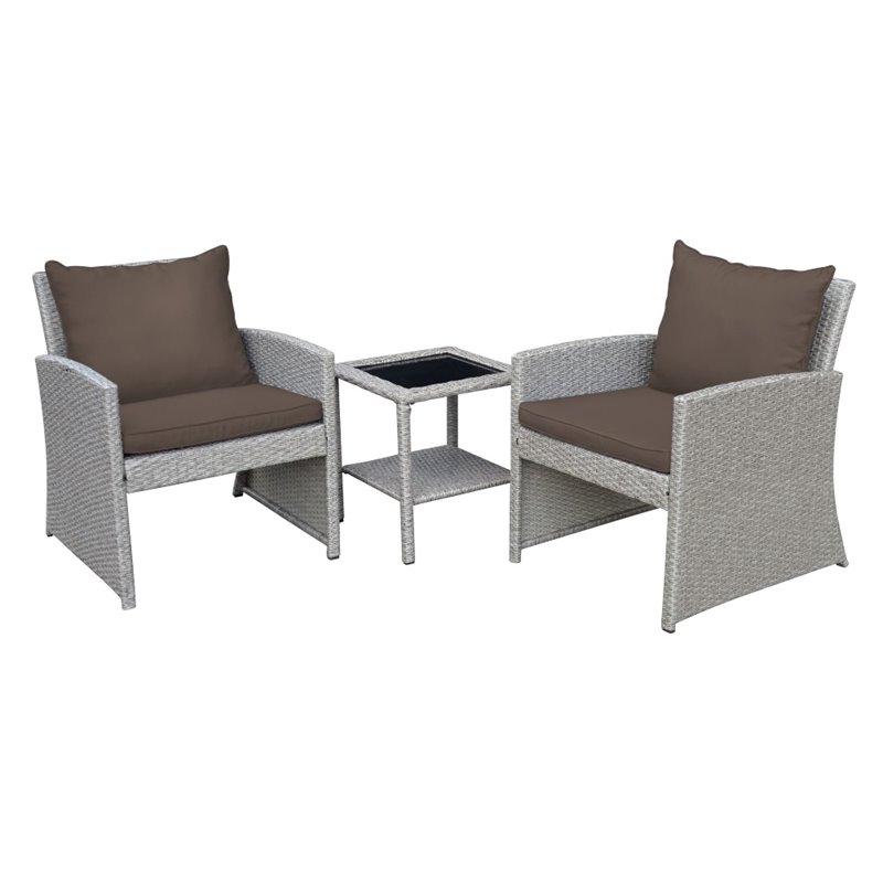 Jeco Mirabelle 3 Piece Wicker Bistro Set in Brown