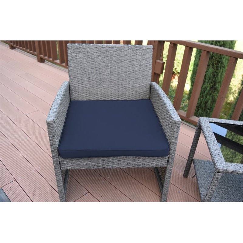 Jeco Mirabelle 3 Piece Wicker Bistro Set in Midnight Blue