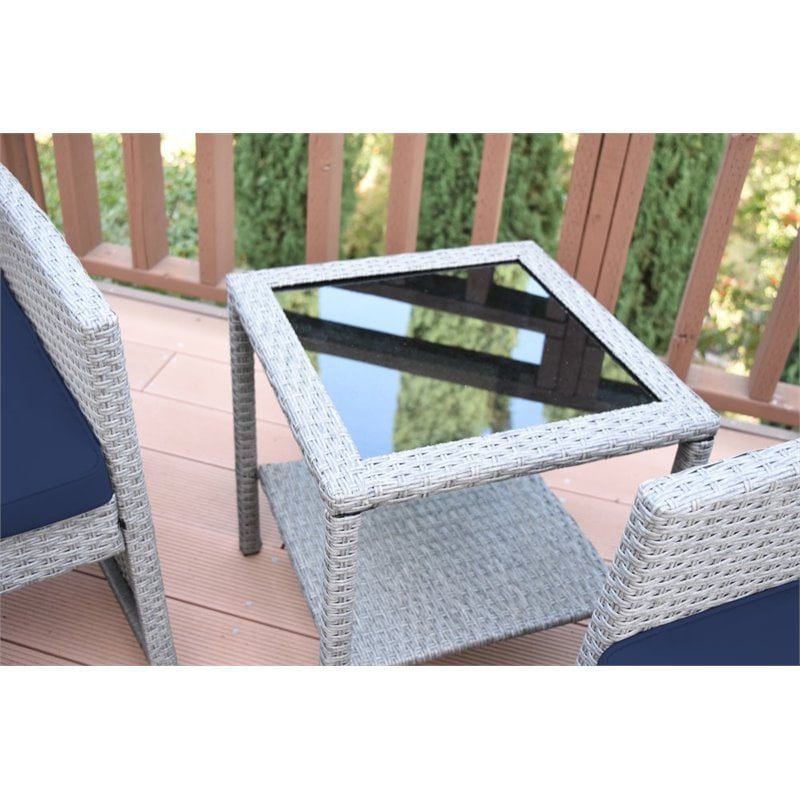 Jeco Mirabelle 3 Piece Wicker Bistro Set in Midnight Blue