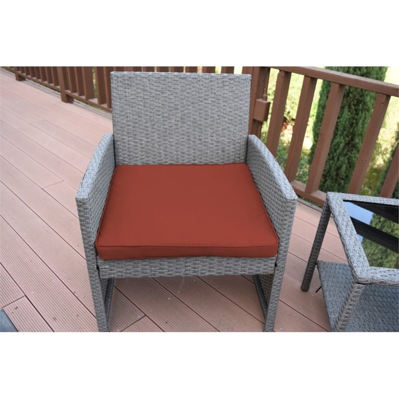 Jeco Mirabelle 3 Piece Wicker Bistro Set in Brick Red