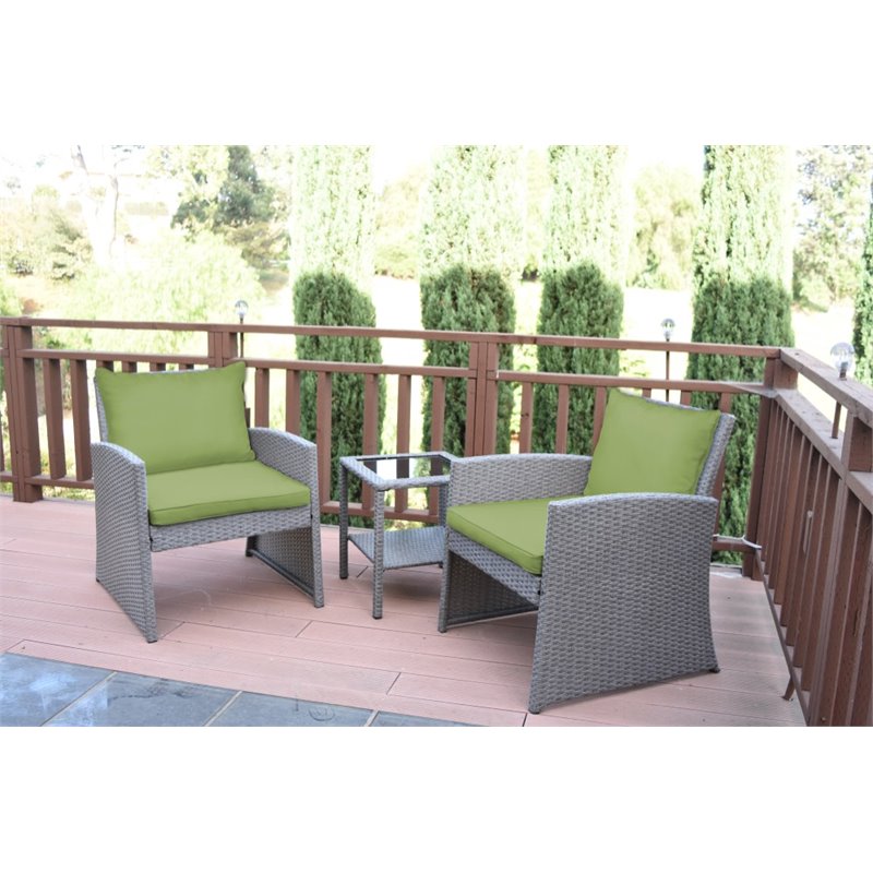 Jeco Mirabelle 3 Piece Wicker Bistro Set in Sage Green
