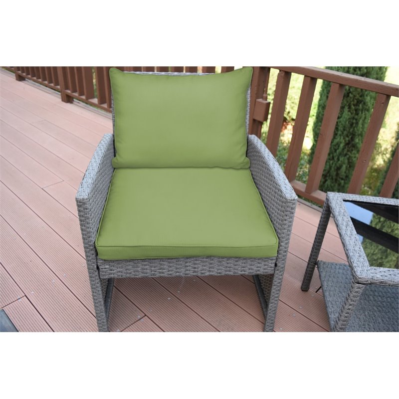 Jeco Mirabelle 3 Piece Wicker Bistro Set in Sage Green
