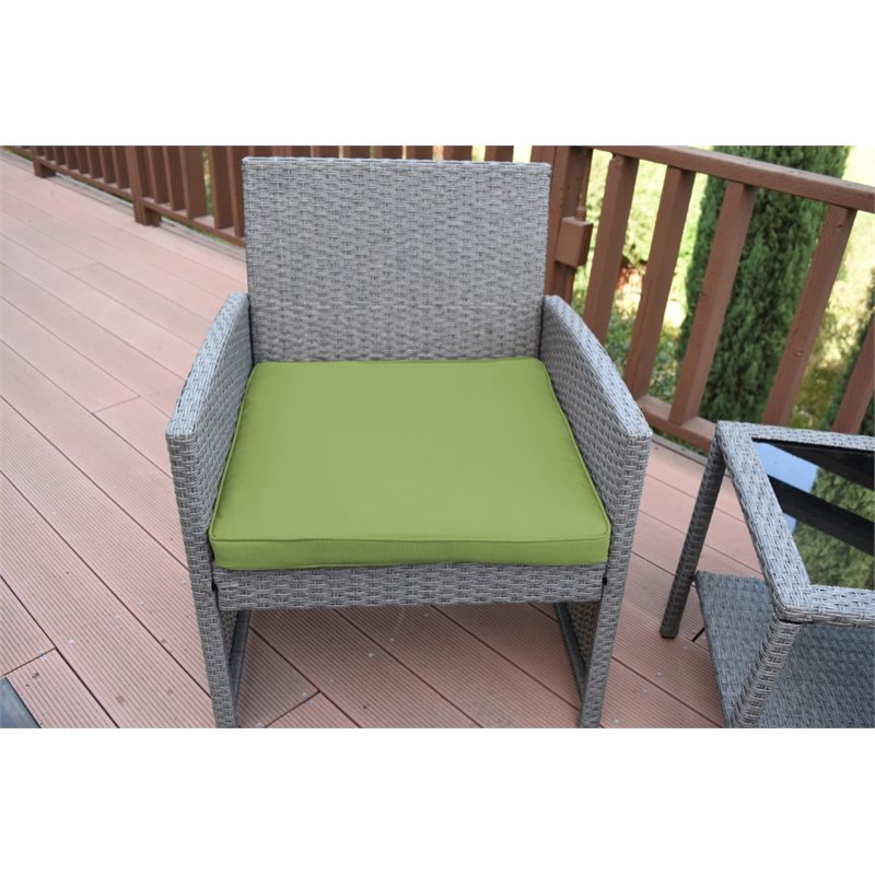 Jeco Mirabelle 3 Piece Wicker Bistro Set in Sage Green