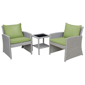 Jeco Mirabelle 3 Piece Wicker Bistro Set in Sage Green