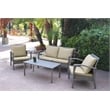 Jeco Meredith 4 Piece Wicker Conversation Set in Tan