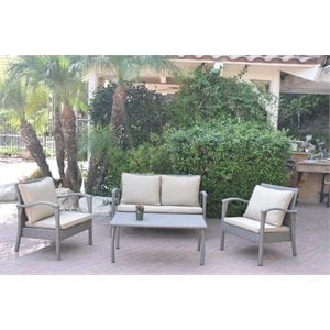 Jeco Meredith 4 Piece Wicker Conversation Set in Tan