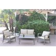 Jeco Meredith 4 Piece Wicker Conversation Set in Tan