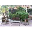 Jeco Meredith 4 Piece Wicker Conversation Set in Brown