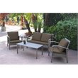 Jeco Meredith 4 Piece Wicker Conversation Set in Brown