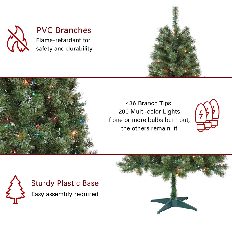 Jeco Caoimhe 6' Sentiments Christmas Tree with Multicolor Lights