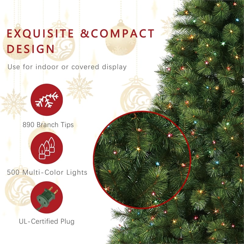 Jeco Aine 7' Aspen Christmas Tree with Multicolor Lights