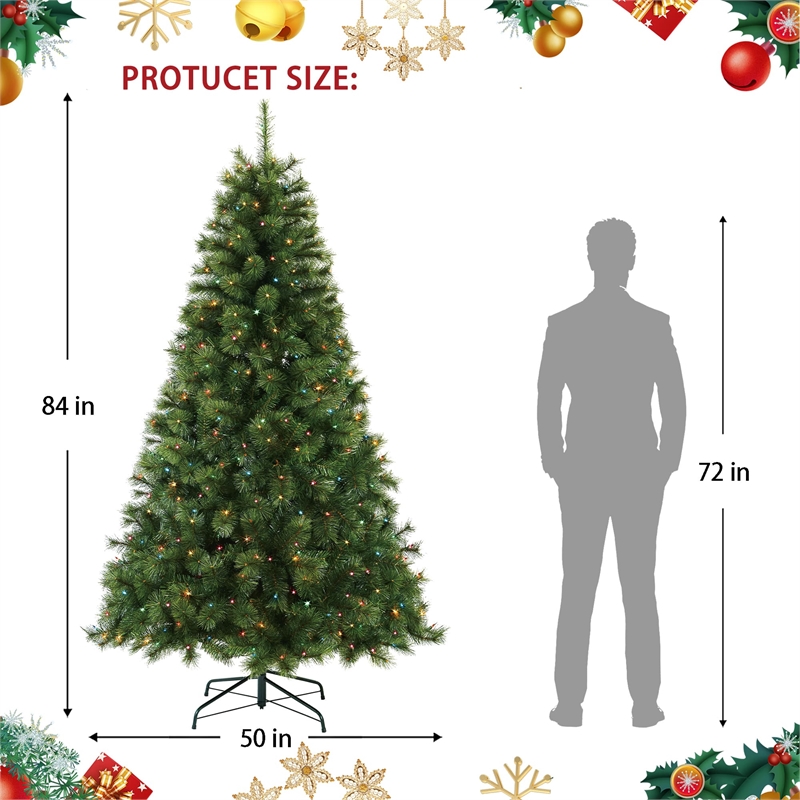 Jeco Aine 7' Aspen Christmas Tree with Multicolor Lights