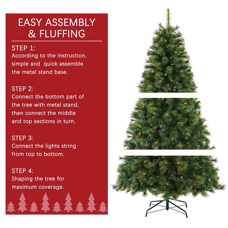 Jeco Aine 7' Aspen Christmas Tree with Multicolor Lights