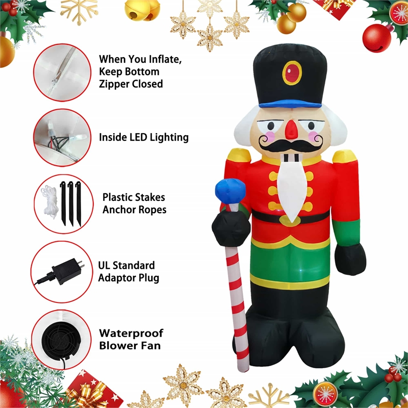 6 Ft. Red Fabric Inflatable Nutcracker