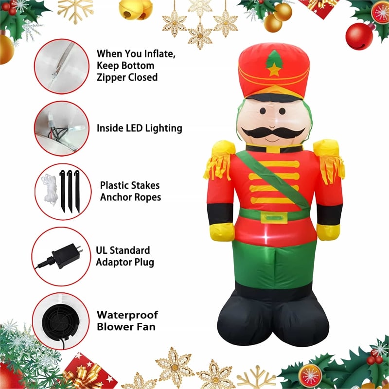4 Ft. Red Fabric Inflatable Nutcracker