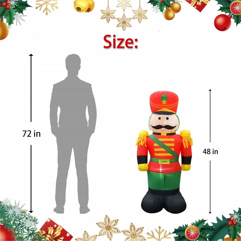 4 Ft. Red Fabric Inflatable Nutcracker