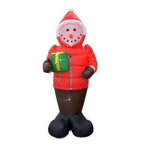 Jeco 8 Feet Inflatable Snowman in A Down Jacket in Multi-Color