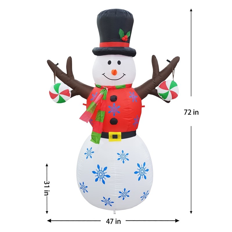 Jeco 6 Feet Inflatable Tree Hand Snowman in Multi-Color