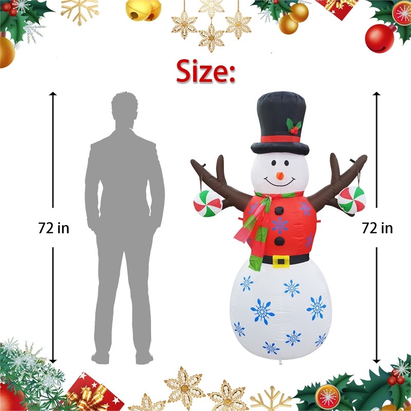 Jeco 6 Feet Inflatable Tree Hand Snowman in Multi-Color