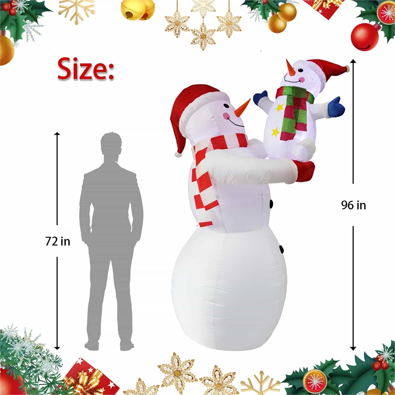 8 Ft. White Fabric Inflatable Snowman