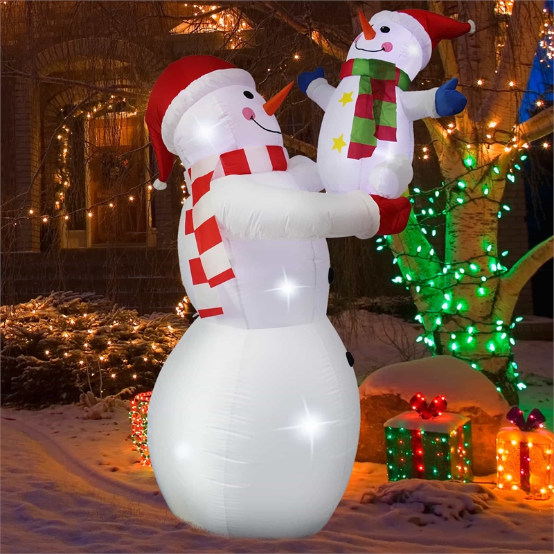 8 Ft. White Fabric Inflatable Snowman