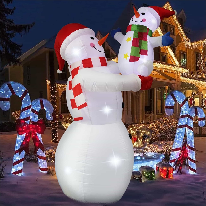 8 Ft. White Fabric Inflatable Snowman