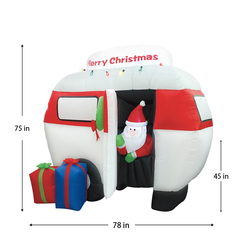 Jeco 6.5 Feet Inflatable Camper with Santa in Red/Green