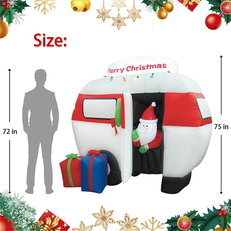 Jeco 6.5 Feet Inflatable Camper with Santa in Red/Green