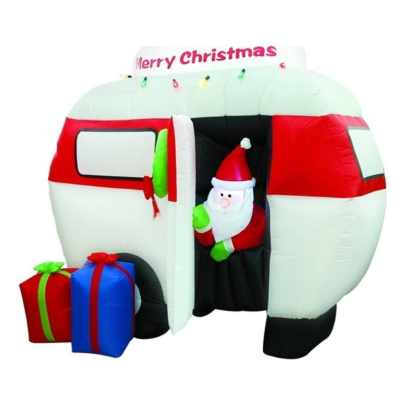 Jeco 6.5 Feet Inflatable Camper with Santa in Red/Green