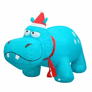 4 Ft. Blue Plastic Inflatable Hippo