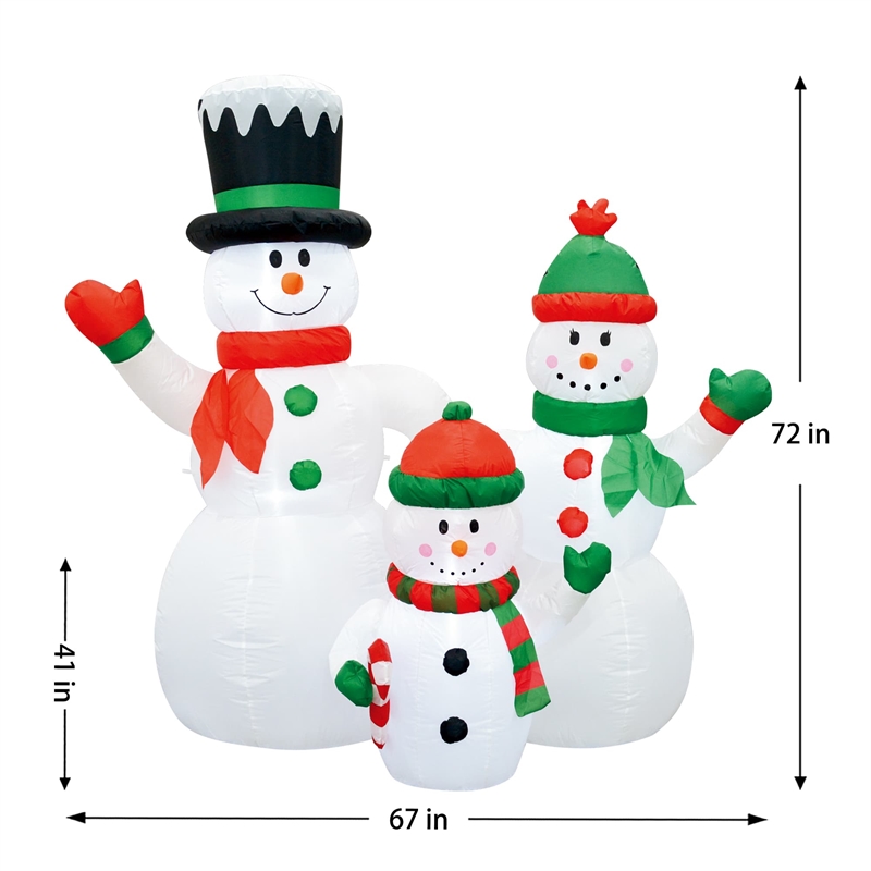 Jeco 6 Feet Inflatable Snowman Family in Multi-Color