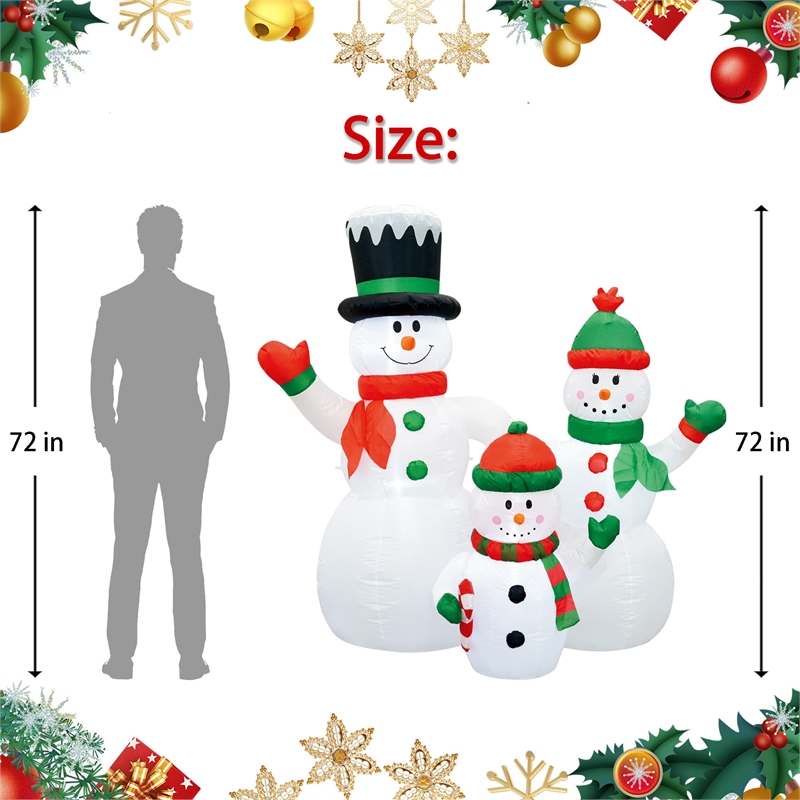 Jeco 6 Feet Inflatable Snowman Family in Multi-Color