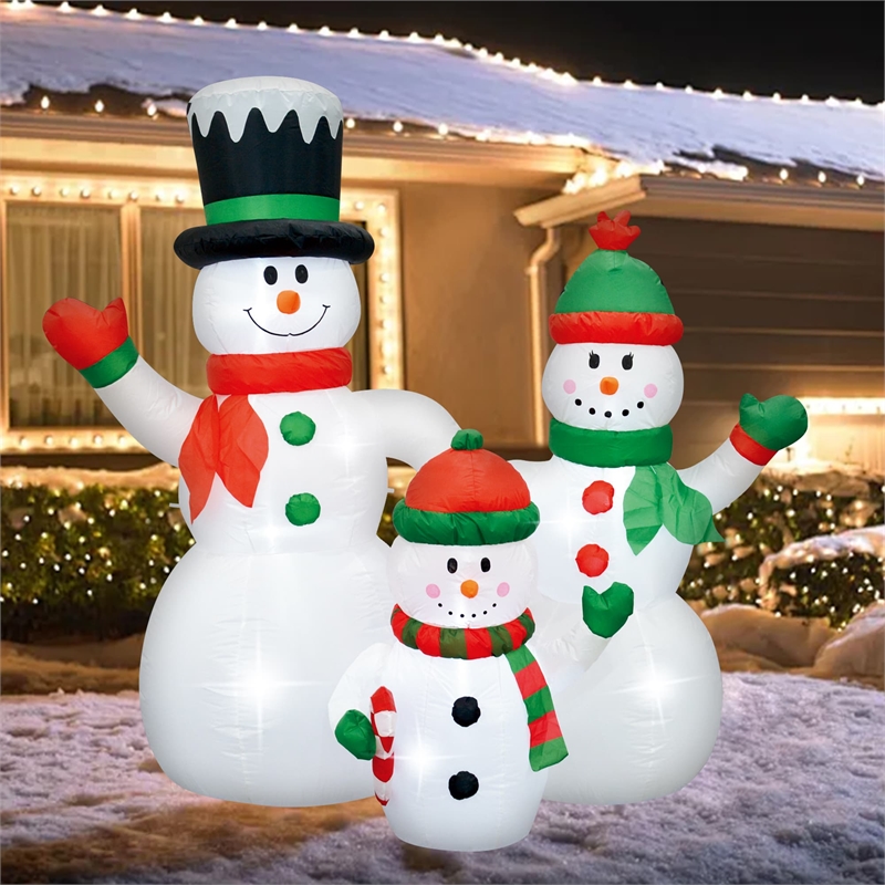 Jeco 6 Feet Inflatable Snowman Family in Multi-Color