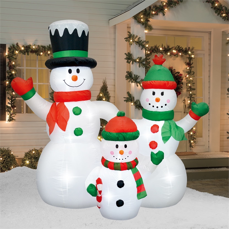 Jeco 6 Feet Inflatable Snowman Family in Multi-Color