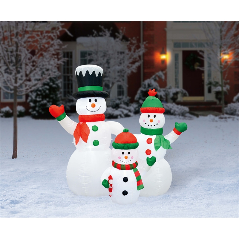 Jeco 6 Feet Inflatable Snowman Family in Multi-Color