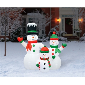 Jeco 6 Feet Inflatable Snowman Family in Multi-Color