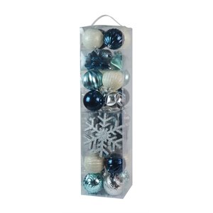 Jeco 40 Piece Christmas Tree Ornament Set in Silver Blue and White