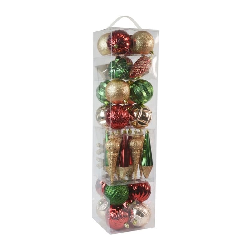 Jeco 40 Piece Christmas Tree Ornament Set in Red Brown and Gold