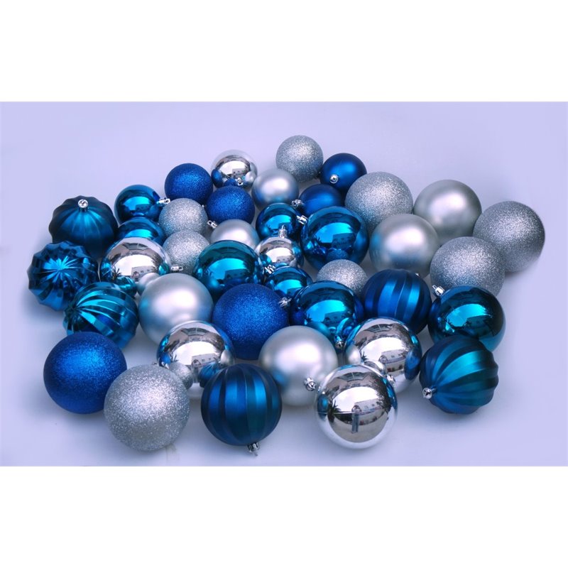 Jeco 40 Piece Christmas Tree Ornament Set in Blue and Silver