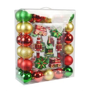 Jeco 50 Piece Christmas Tree Ornament Set in Red Green and Gold