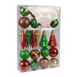 Jeco 27 Piece Christmas Tree Ornament Set in Red Green and Gold