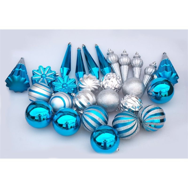 Jeco 27 Piece Christmas Tree Ornament Set in Blue and Silver