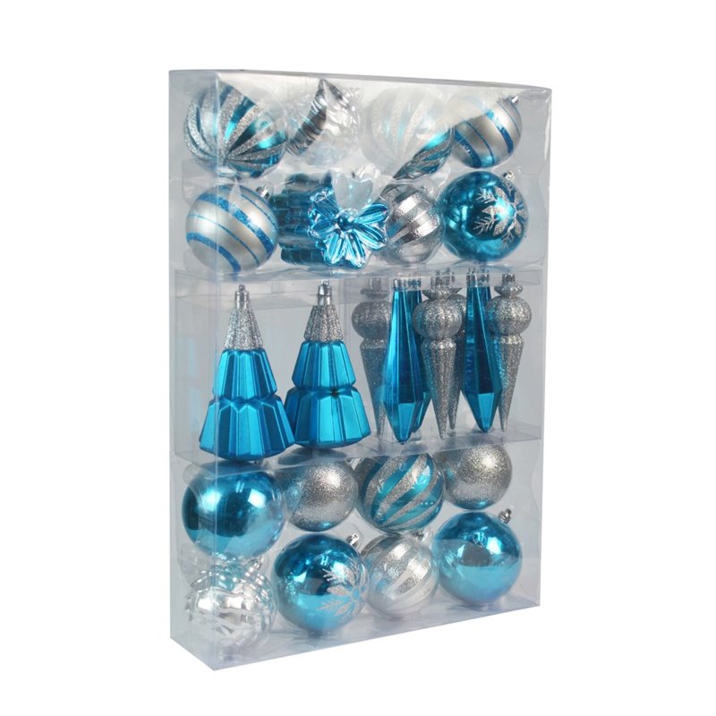 Jeco 27 Piece Christmas Tree Ornament Set in Blue and Silver