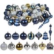Jeco 43 Piece Shatterproof Plastic Christmas Ornament Set in Blue and White